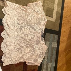 cropped lace over shirt